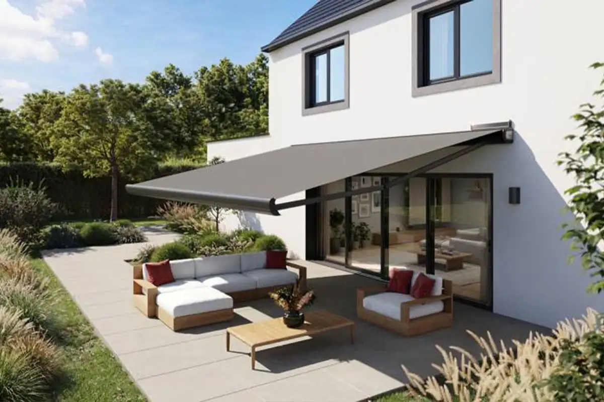 Solar zonnetent op een modern terras